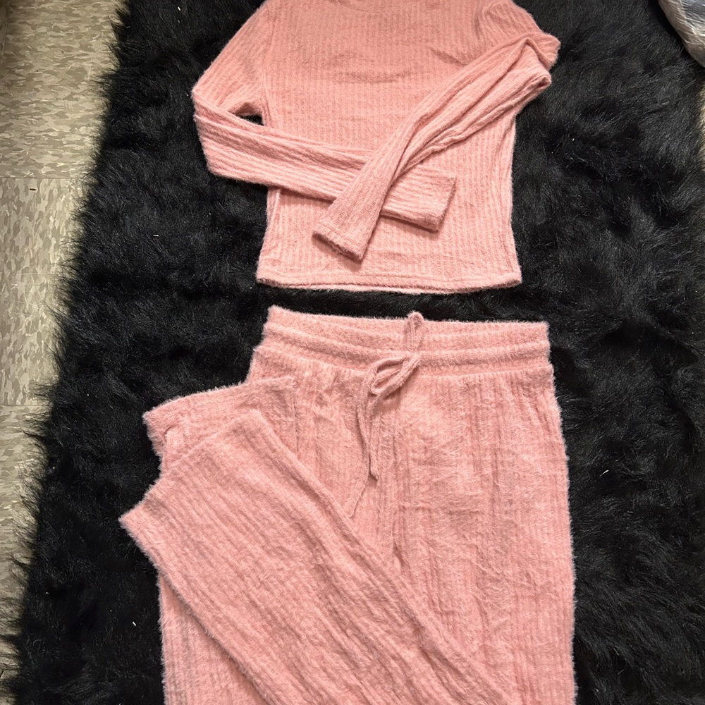 Cozy Pink Knit Lounge Set